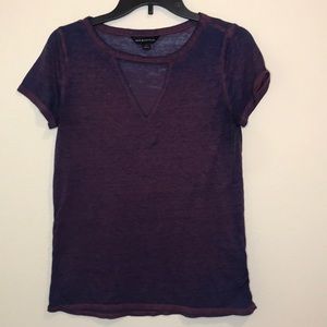 Rock and Republic Purple Semi Sheer V Neck Tee Size XS